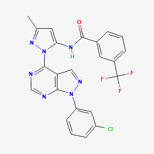 molecular formula C23H15ClF3N7O B11271063 N-{1-[1-(3-chlorophenyl)-1H-pyrazolo[3,4-d]pyrimidin-4-yl]-3-methyl-1H-pyrazol-5-yl}-3-(trifluoromethyl)benzamide 