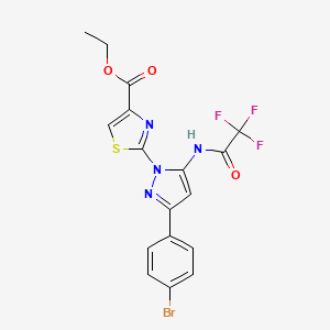 molecular formula C17H12BrF3N4O3S B11271064 ethyl 2-{3-(4-bromophenyl)-5-[(trifluoroacetyl)amino]-1H-pyrazol-1-yl}-1,3-thiazole-4-carboxylate 