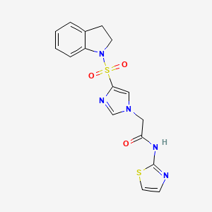 molecular formula C16H15N5O3S2 B11271137 2-[4-(2,3-Dihydro-1H-indole-1-sulfonyl)-1H-imidazol-1-YL]-N-(1,3-thiazol-2-YL)acetamide 