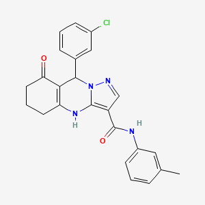 molecular formula C24H21ClN4O2 B11271151 9-(3-chlorophenyl)-N-(3-methylphenyl)-8-oxo-4,5,6,7,8,9-hexahydropyrazolo[5,1-b]quinazoline-3-carboxamide 