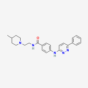 molecular formula C25H29N5O B11271154 N-[2-(4-methylpiperidin-1-yl)ethyl]-4-[(6-phenylpyridazin-3-yl)amino]benzamide 