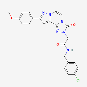 N-[(4-chlorophenyl)methyl]-2-[11-(4-methoxyphenyl)-5-oxo-3,4,6,9,10-pentazatricyclo[7.3.0.02,6]dodeca-1(12),2,7,10-tetraen-4-yl]acetamide