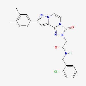 molecular formula C24H21ClN6O2 B11271185 N-[(2-chlorophenyl)methyl]-2-[11-(3,4-dimethylphenyl)-5-oxo-3,4,6,9,10-pentazatricyclo[7.3.0.02,6]dodeca-1(12),2,7,10-tetraen-4-yl]acetamide 