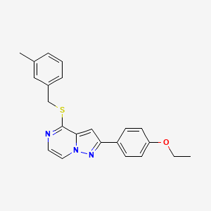 molecular formula C22H21N3OS B11271190 2-(4-Ethoxyphenyl)-4-[(3-methylbenzyl)sulfanyl]pyrazolo[1,5-a]pyrazine 