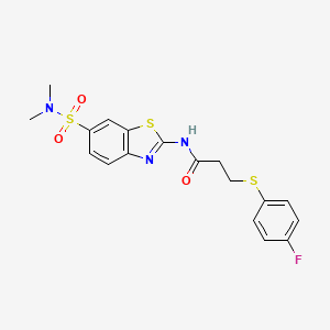 molecular formula C18H18FN3O3S3 B11271195 N-(6-(N,N-dimethylsulfamoyl)benzo[d]thiazol-2-yl)-3-((4-fluorophenyl)thio)propanamide 