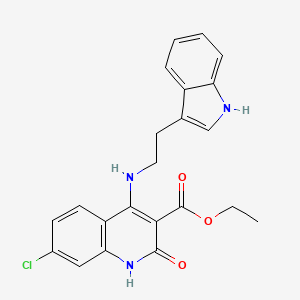 molecular formula C22H20ClN3O3 B11271228 ethyl 4-((2-(1H-indol-3-yl)ethyl)amino)-7-chloro-2-oxo-1,2-dihydroquinoline-3-carboxylate 