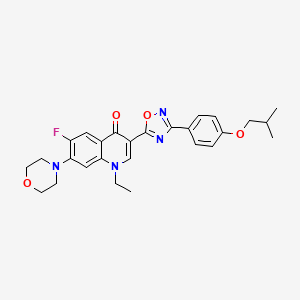 molecular formula C27H29FN4O4 B11271377 1-ethyl-6-fluoro-3-{3-[4-(2-methylpropoxy)phenyl]-1,2,4-oxadiazol-5-yl}-7-(morpholin-4-yl)quinolin-4(1H)-one 