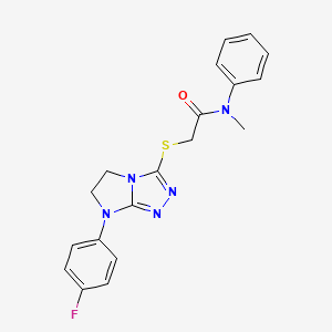 molecular formula C19H18FN5OS B11271388 2-((7-(4-fluorophenyl)-6,7-dihydro-5H-imidazo[2,1-c][1,2,4]triazol-3-yl)thio)-N-methyl-N-phenylacetamide 