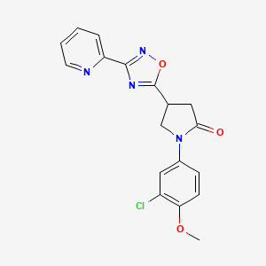 molecular formula C18H15ClN4O3 B11271397 1-(3-Chloro-4-methoxyphenyl)-4-[3-(pyridin-2-yl)-1,2,4-oxadiazol-5-yl]pyrrolidin-2-one 