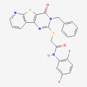 2-({5-benzyl-6-oxo-8-thia-3,5,10-triazatricyclo[7.4.0.0^{2,7}]trideca-1(9),2(7),3,10,12-pentaen-4-yl}sulfanyl)-N-(2,5-difluorophenyl)acetamide