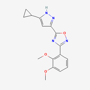 molecular formula C16H16N4O3 B11271420 5-(5-cyclopropyl-1H-pyrazol-3-yl)-3-(2,3-dimethoxyphenyl)-1,2,4-oxadiazole 