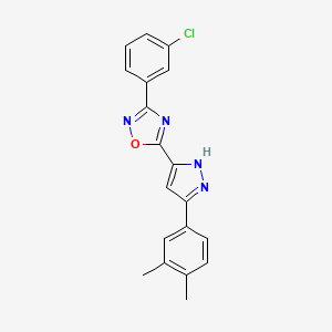 3-(3-chlorophenyl)-5-[3-(3,4-dimethylphenyl)-1H-pyrazol-5-yl]-1,2,4-oxadiazole