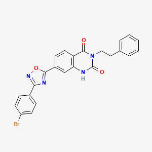 molecular formula C24H17BrN4O3 B11271451 7-(3-(4-bromophenyl)-1,2,4-oxadiazol-5-yl)-3-phenethylquinazoline-2,4(1H,3H)-dione 