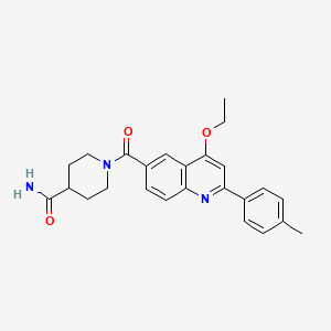 molecular formula C25H27N3O3 B11271528 1-(4-Ethoxy-2-(p-tolyl)quinoline-6-carbonyl)piperidine-4-carboxamide 