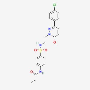 molecular formula C21H21ClN4O4S B11271535 N-(4-(N-(2-(3-(4-chlorophenyl)-6-oxopyridazin-1(6H)-yl)ethyl)sulfamoyl)phenyl)propionamide 