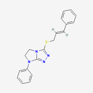 molecular formula C19H18N4S B11271536 3-(cinnamylthio)-7-phenyl-6,7-dihydro-5H-imidazo[2,1-c][1,2,4]triazole 