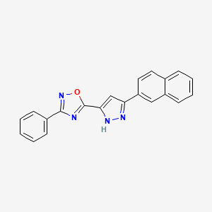 molecular formula C21H14N4O B11271544 5-[3-(naphthalen-2-yl)-1H-pyrazol-5-yl]-3-phenyl-1,2,4-oxadiazole 