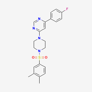 molecular formula C22H23FN4O2S B11271614 4-[4-(3,4-Dimethylbenzenesulfonyl)piperazin-1-YL]-6-(4-fluorophenyl)pyrimidine 