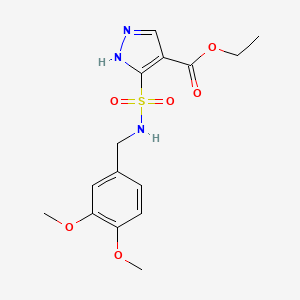 molecular formula C15H19N3O6S B11271668 ethyl 5-[(3,4-dimethoxybenzyl)sulfamoyl]-1H-pyrazole-4-carboxylate 