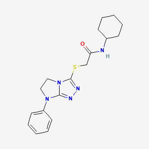 molecular formula C18H23N5OS B11271685 N-Cyclohexyl-2-({7-phenyl-5H,6H,7H-imidazo[2,1-C][1,2,4]triazol-3-YL}sulfanyl)acetamide 