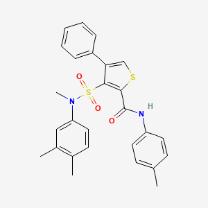 molecular formula C27H26N2O3S2 B11271687 3-[(3,4-dimethylphenyl)(methyl)sulfamoyl]-N-(4-methylphenyl)-4-phenylthiophene-2-carboxamide 