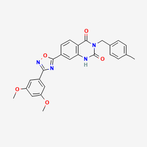 molecular formula C26H22N4O5 B11271711 7-(3-(3,5-dimethoxyphenyl)-1,2,4-oxadiazol-5-yl)-3-(4-methylbenzyl)quinazoline-2,4(1H,3H)-dione 