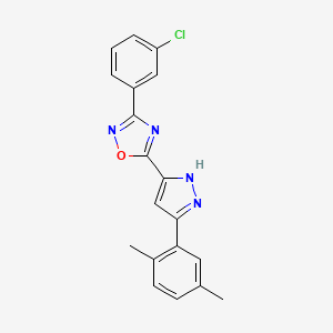 molecular formula C19H15ClN4O B11271721 3-(3-chlorophenyl)-5-[3-(2,5-dimethylphenyl)-1H-pyrazol-5-yl]-1,2,4-oxadiazole 