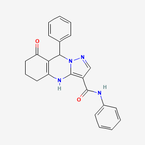 molecular formula C23H20N4O2 B11271734 8-oxo-N,9-diphenyl-4,5,6,7,8,9-hexahydropyrazolo[5,1-b]quinazoline-3-carboxamide 