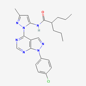 molecular formula C23H26ClN7O B11271741 N-{1-[1-(4-chlorophenyl)-1H-pyrazolo[3,4-d]pyrimidin-4-yl]-3-methyl-1H-pyrazol-5-yl}-2-propylpentanamide 