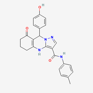 9-(4-hydroxyphenyl)-N-(4-methylphenyl)-8-oxo-4,5,6,7,8,9-hexahydropyrazolo[5,1-b]quinazoline-3-carboxamide