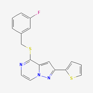 4-[(3-Fluorobenzyl)sulfanyl]-2-(thiophen-2-yl)pyrazolo[1,5-a]pyrazine