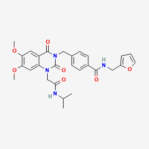 molecular formula C28H30N4O7 B11271788 N-(2-furylmethyl)-4-{[1-[2-(isopropylamino)-2-oxoethyl]-6,7-dimethoxy-2,4-dioxo-1,4-dihydroquinazolin-3(2H)-yl]methyl}benzamide 