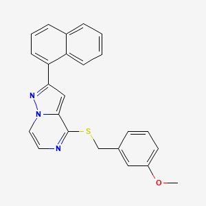 molecular formula C24H19N3OS B11271810 4-[(3-Methoxybenzyl)sulfanyl]-2-(naphthalen-1-yl)pyrazolo[1,5-a]pyrazine 