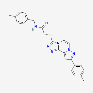 molecular formula C24H22N6OS B11271863 N-[(4-methylphenyl)methyl]-2-[[11-(4-methylphenyl)-3,4,6,9,10-pentazatricyclo[7.3.0.02,6]dodeca-1(12),2,4,7,10-pentaen-5-yl]sulfanyl]acetamide 