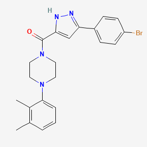 molecular formula C22H23BrN4O B11271871 1-[3-(4-Bromophenyl)-1H-pyrazole-5-carbonyl]-4-(2,3-dimethylphenyl)piperazine 