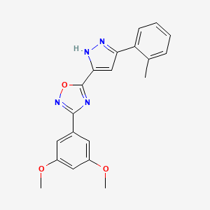 molecular formula C20H18N4O3 B11271899 3-(3,5-dimethoxyphenyl)-5-[3-(2-methylphenyl)-1H-pyrazol-5-yl]-1,2,4-oxadiazole 