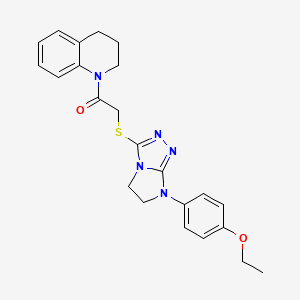 molecular formula C23H25N5O2S B11271928 1-(3,4-dihydroquinolin-1(2H)-yl)-2-((7-(4-ethoxyphenyl)-6,7-dihydro-5H-imidazo[2,1-c][1,2,4]triazol-3-yl)thio)ethanone 