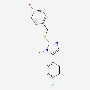 molecular formula C17H14ClFN2S B11271930 5-(4-chlorophenyl)-2-((4-fluorobenzyl)thio)-1-methyl-1H-imidazole 