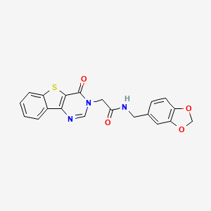 molecular formula C20H15N3O4S B11271957 N-(1,3-benzodioxol-5-ylmethyl)-2-(4-oxo[1]benzothieno[3,2-d]pyrimidin-3(4H)-yl)acetamide 