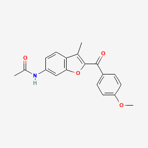 molecular formula C19H17NO4 B11271975 N-[2-(4-methoxybenzoyl)-3-methyl-1-benzofuran-6-yl]acetamide CAS No. 174345-59-6