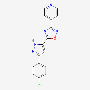 4-{5-[3-(4-chlorophenyl)-1H-pyrazol-5-yl]-1,2,4-oxadiazol-3-yl}pyridine