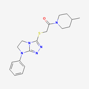 molecular formula C18H23N5OS B11271997 1-(4-methylpiperidin-1-yl)-2-((7-phenyl-6,7-dihydro-5H-imidazo[2,1-c][1,2,4]triazol-3-yl)thio)ethanone 