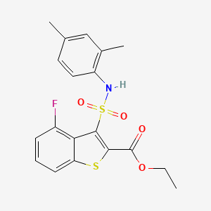 molecular formula C19H18FNO4S2 B11272004 Ethyl 3-[(2,4-dimethylphenyl)sulfamoyl]-4-fluoro-1-benzothiophene-2-carboxylate 