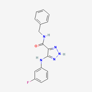 molecular formula C16H14FN5O B11272016 N-benzyl-5-[(3-fluorophenyl)amino]-1H-1,2,3-triazole-4-carboxamide 