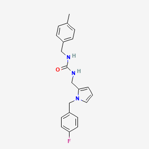 molecular formula C21H22FN3O B11272021 3-({1-[(4-Fluorophenyl)methyl]-1H-pyrrol-2-YL}methyl)-1-[(4-methylphenyl)methyl]urea CAS No. 932334-11-7