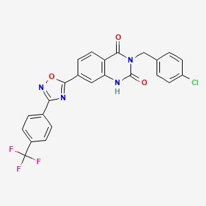 molecular formula C24H14ClF3N4O3 B11272024 3-(4-chlorobenzyl)-7-(3-(4-(trifluoromethyl)phenyl)-1,2,4-oxadiazol-5-yl)quinazoline-2,4(1H,3H)-dione 