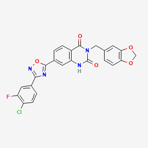 3-(1,3-benzodioxol-5-ylmethyl)-7-[3-(4-chloro-3-fluorophenyl)-1,2,4-oxadiazol-5-yl]quinazoline-2,4(1H,3H)-dione