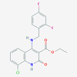 molecular formula C19H15ClF2N2O3 B11272069 Ethyl 8-chloro-4-((2,4-difluorobenzyl)amino)-2-oxo-1,2-dihydroquinoline-3-carboxylate 