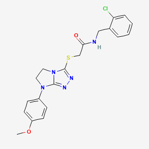 molecular formula C20H20ClN5O2S B11272099 N-(2-chlorobenzyl)-2-((7-(4-methoxyphenyl)-6,7-dihydro-5H-imidazo[2,1-c][1,2,4]triazol-3-yl)thio)acetamide 