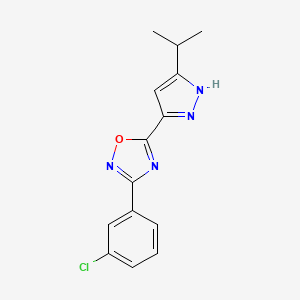 molecular formula C14H13ClN4O B11272126 3-(3-chlorophenyl)-5-[3-(propan-2-yl)-1H-pyrazol-5-yl]-1,2,4-oxadiazole 